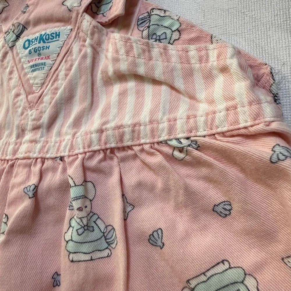 Vintage‎ OshKosh B'Gosh Vestbak Pink Bunny Sailor Romper 18M Overalls Bubble USA